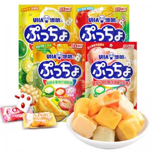 UHA Japanese imported candy assorted soft candy bag 90g 5 flavors
